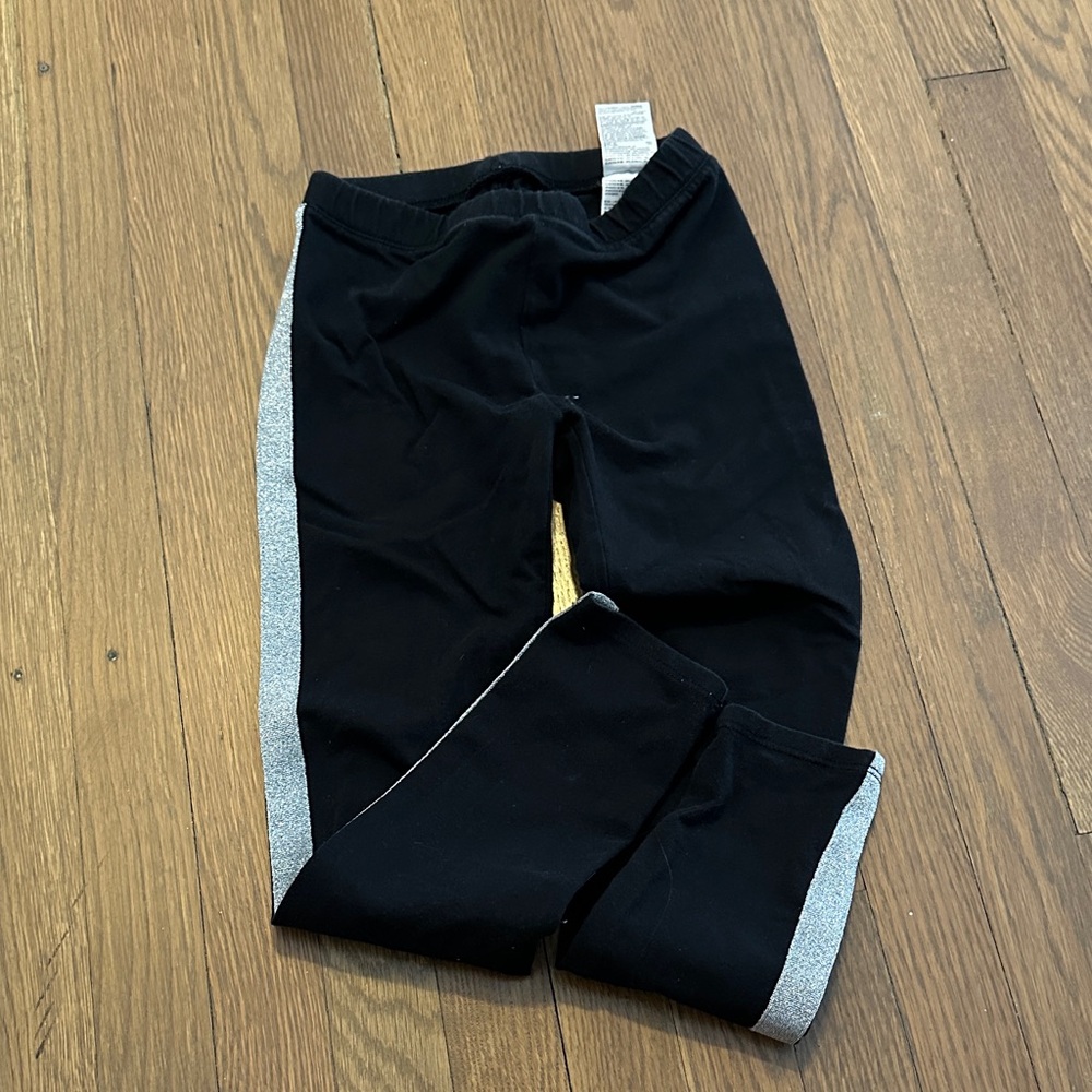 GAP Kids Black Leggings with Gray Stripes